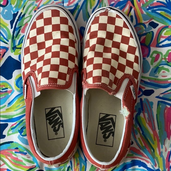 burnt orange checkered vans